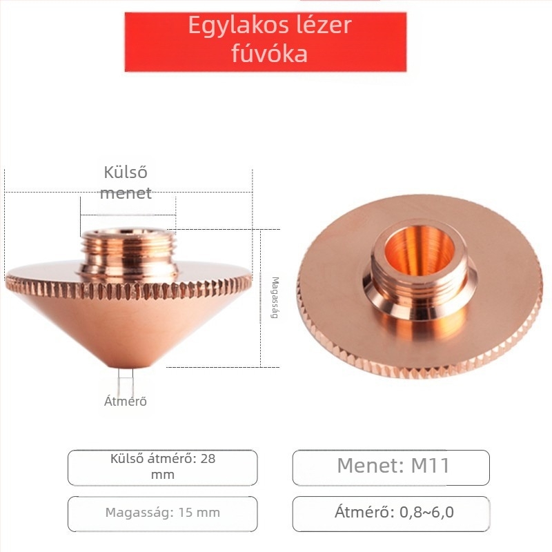 Réz lézerfúvóka a vágógéphez, 28/32, egy- és kétszintes vágáshoz