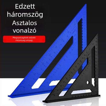 Edzett műanyagból készült, nagy pontosságú, multifunkcionális háromszög-vonalzó, 90°-os derékszög és 45°-os vastított szög