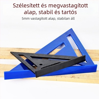 Edzett műanyagból készült, nagy pontosságú, multifunkcionális háromszög-vonalzó, 90°-os derékszög és 45°-os vastított szög