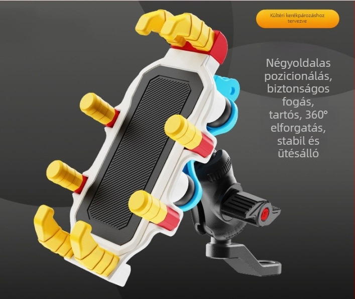 Nyolc-karú telefontartó kerékpárhoz navigációhoz, ütésálló, kompatibil kerékpárokhoz, motorkerékpárokhoz és elektromos járművekhez