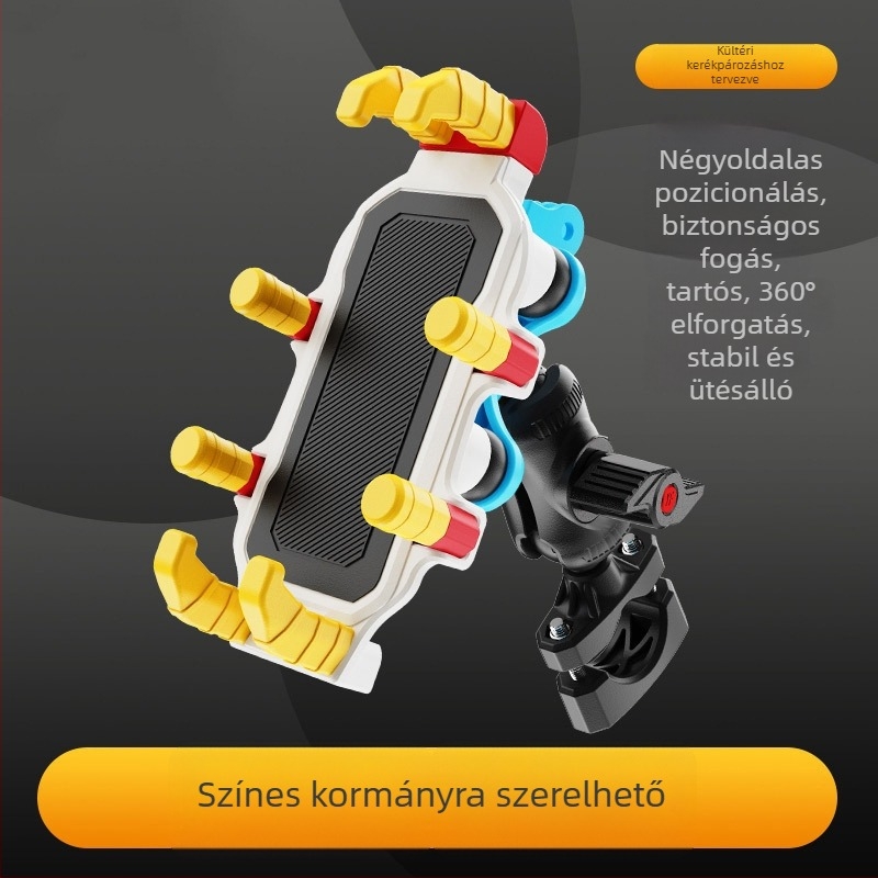 Nyolc-karú telefontartó kerékpárhoz navigációhoz, ütésálló, kompatibil kerékpárokhoz, motorkerékpárokhoz és elektromos járművekhez