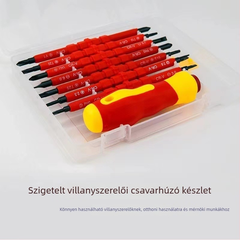 Szigetelt csavarhúzó készlet mágneses végű csavarhúzók: lapos fejű és keresztes fejű csavarhúzók, crom-vanádium acélból