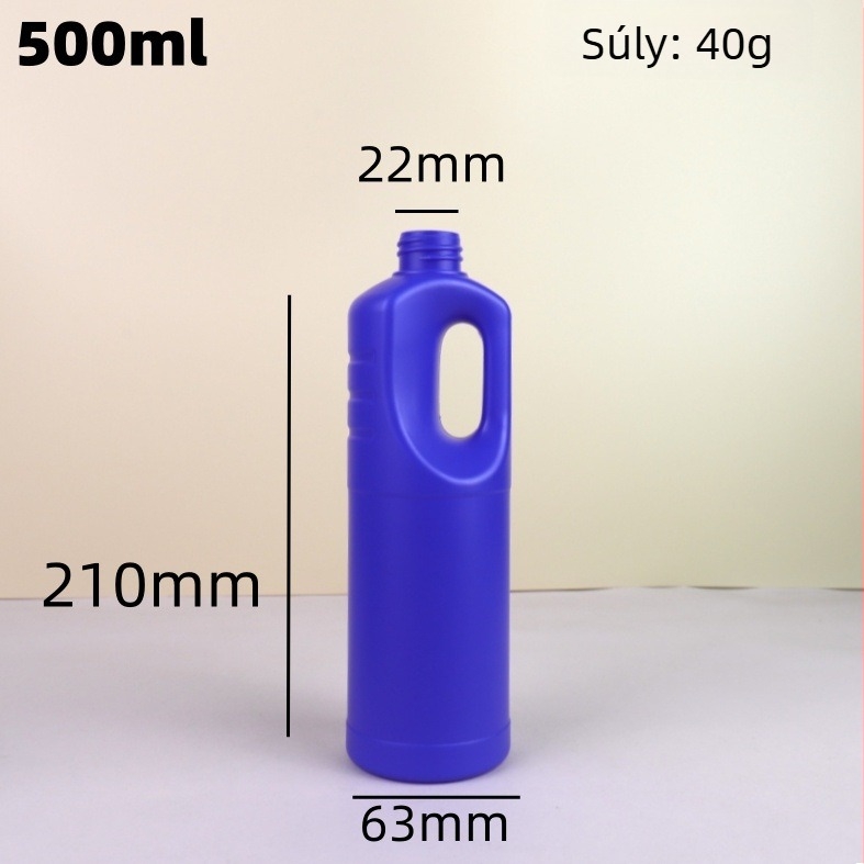 500 ml-es HDPE műanyag üveg csőtisztítóhoz és WC-tisztító folyadékhoz