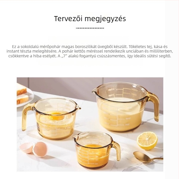Mérőpohár üvegből, háztartási használatra, skálával, mikróbarát, fogantyúval, nagy kapacitású, élelmiszer-minőségű, sütéshez