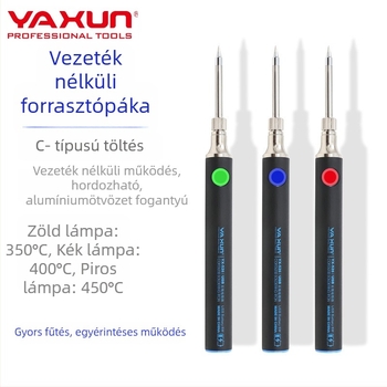 YAXUN526 hordozható akkumulátoros elektromos forrasztóvas, beállítható hőmérséklettel és forrasztóheggyel – megrendelés nagy tételben