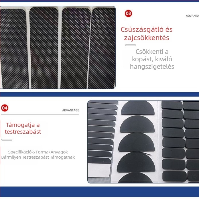 Silikon die-cut öntapadó tömítő – csúszásmentes lábvédő bútorokhoz, ütéscsillapító szilikon pad