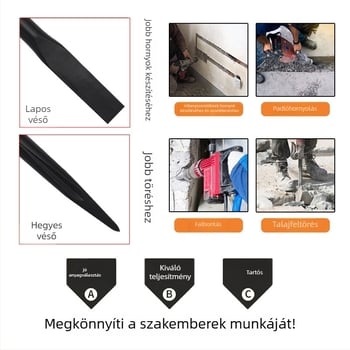 Fang Long Nagy elektromos kalapács rugóacélból készült lapos vésővel, fej 95, markolat 65A beton hornyolására