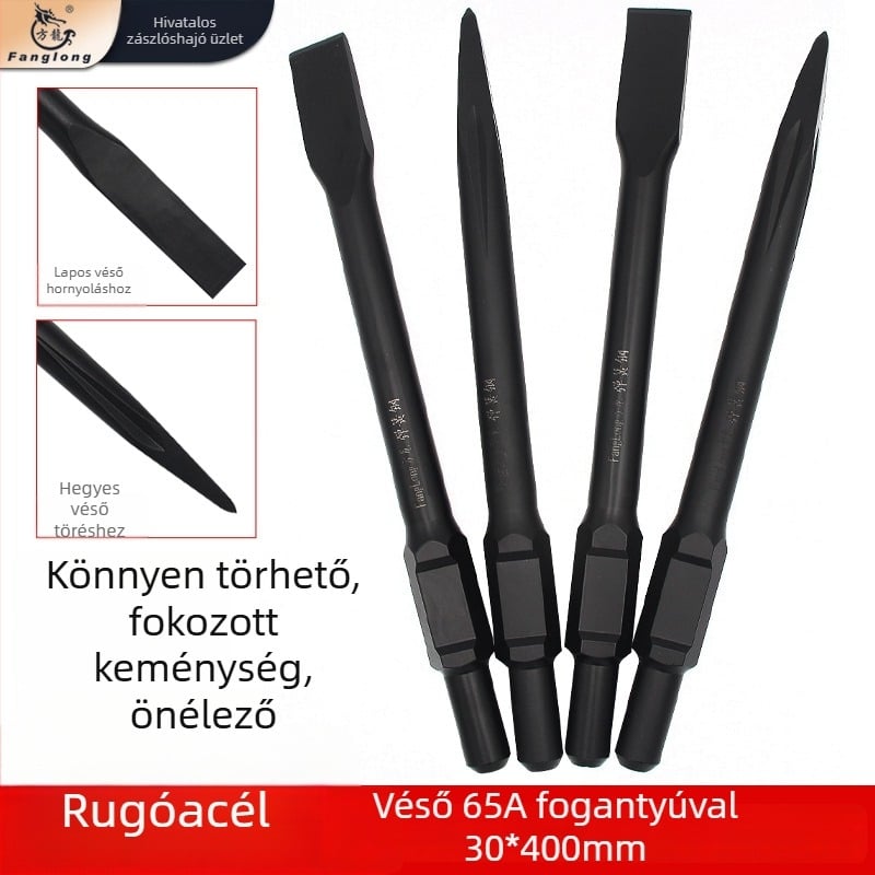 Fang Long Nagy elektromos kalapács rugóacélból készült lapos vésővel, fej 95, markolat 65A beton hornyolására