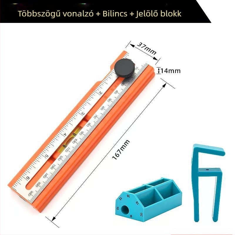Többfunkciós, többszögű pozícionáló vonalzó famegmunkáláshoz — párhuzamos jelölés, szintezés és állítható orientáció, kiváló precizitás