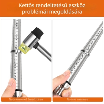 Rozsdamentes acél gyűrűméret mérő és gyűrűtágító eszköz