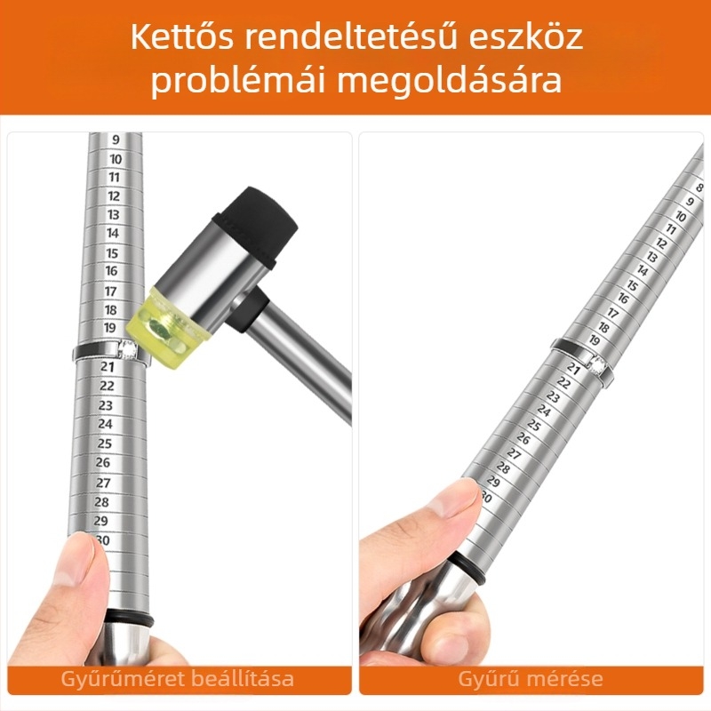 Rozsdamentes acél gyűrűméret mérő és gyűrűtágító eszköz