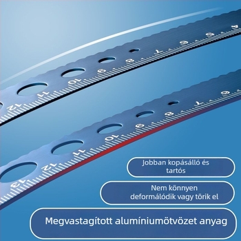 Gravírozott alumínium ötvözetű vonalzó készlet általános iskolások számára – egyenes vonalzó, szögmérő, háromszög vonalzó – négy darabos készlet