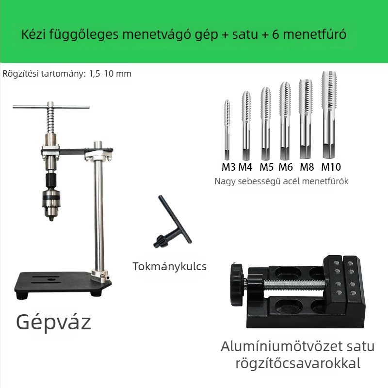 Kézi függőleges menetkészítő gép, állítható menetkulcs és kiterjesztett kar