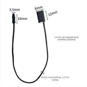 20 cm viaszos zsinór, fekete-fehér, egyetlen medállal, univerzális címkezsinór táskákhoz és ruházathoz, ruházati kiegészítő