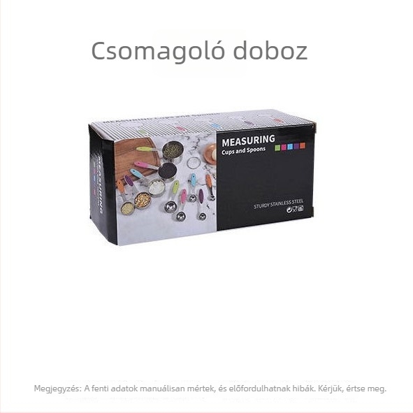 Rozsdamentes acél graduált mérőedények és kanál készlet, 10 darab, sütéshez