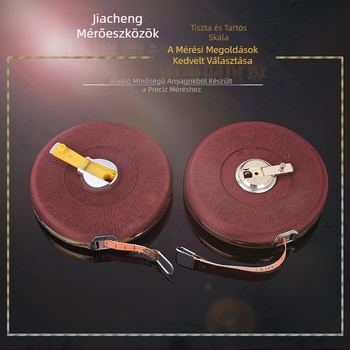 Fushi Jiacheng vászon szalagmérő, 20m/30m/50m/100m, kézi hajtású műanyag markolattal