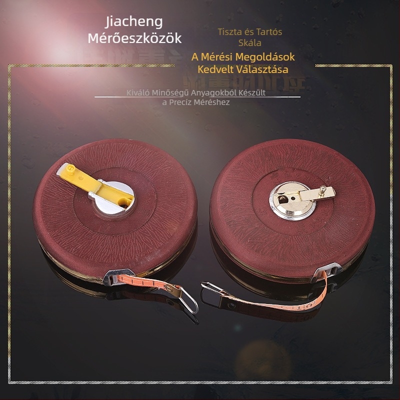 Fushi Jiacheng vászon szalagmérő, 20m/30m/50m/100m, kézi hajtású műanyag markolattal