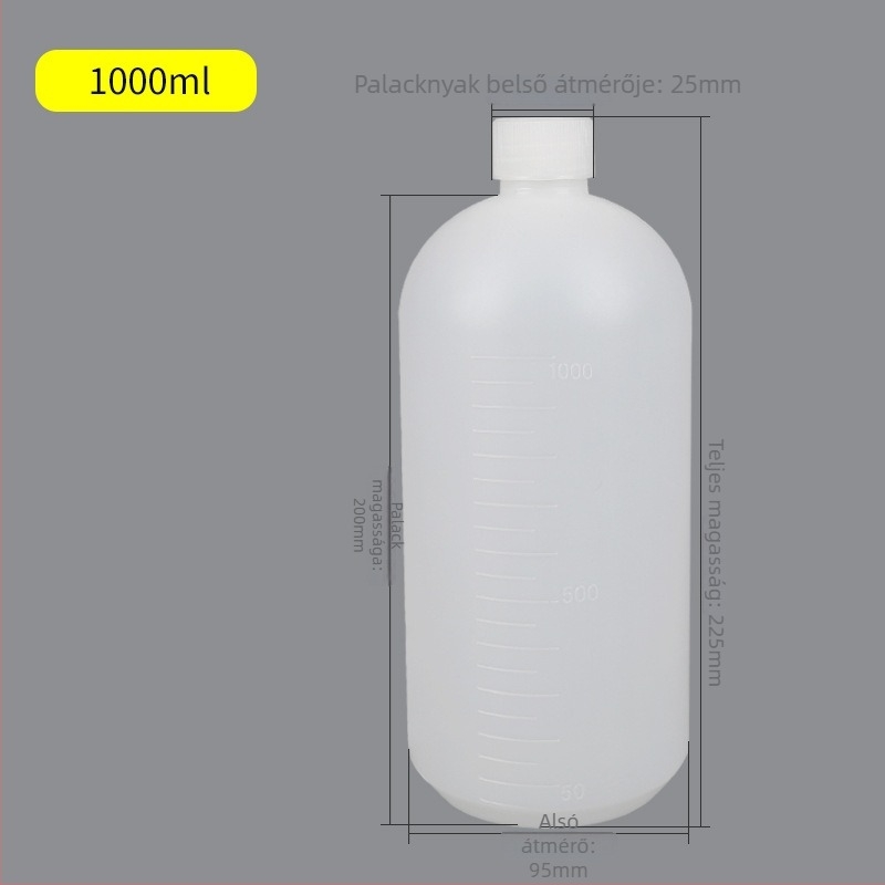 Kisnyakú műanyag üveg mérőskálával és belső kupakkal, 500/1000/2000 ml