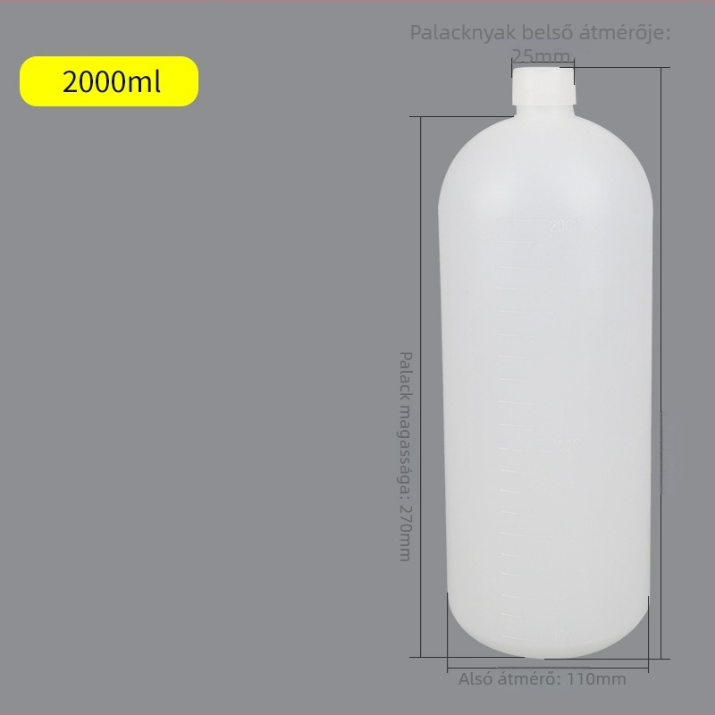 Kisnyakú műanyag üveg mérőskálával és belső kupakkal, 500/1000/2000 ml