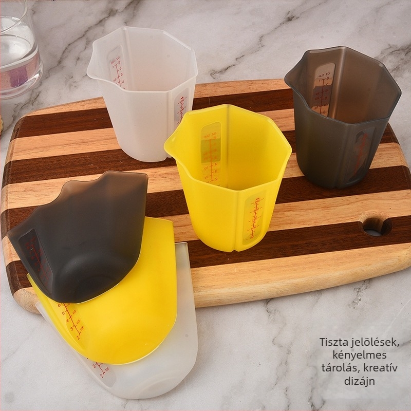 Élelmiszer-minőségű szilikon mérőedény, sütéshez és tejhez, 250 ml, kettős skálával, összecsukható