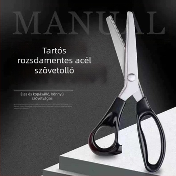 Csipkeolló hullámos élű ollóval, kézzel készített varró olló, mintás anyaghoz illő olló, fogazott olló, háromszög alakú fogakkal ellátott olló, irodai olló