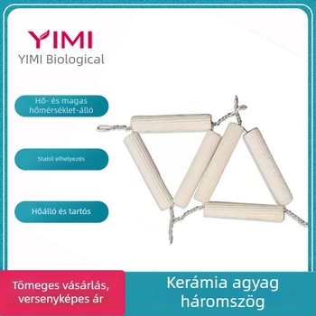 Kerámia agyag háromszögű háromlábú állvány fedéllel, magas hőmérséklet-álló porcelán tégely, tégelyfogó csipesz 65–75 mm, laboratóriumi felszerelés