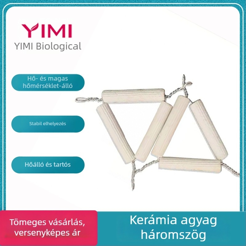 Kerámia agyag háromszögű háromlábú állvány fedéllel, magas hőmérséklet-álló porcelán tégely, tégelyfogó csipesz 65–75 mm, laboratóriumi felszerelés