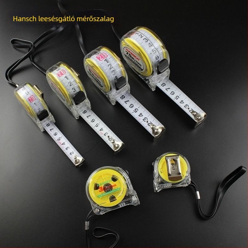 Hans 5 m acél mérőszalag, szélesség 19 mm/25 mm, hordozható átlátszó mérőeszköz