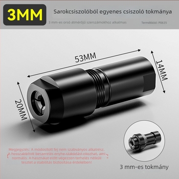 Szögcsiszoló átalakító fej – egyenes csiszoláshoz és gravírozáshoz, 6 mm és 3 mm csatlakozóval, magas széntartalmú acél