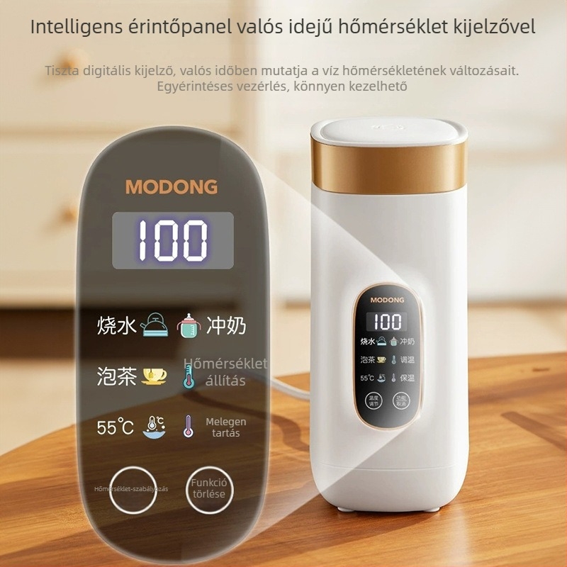 Hordozható mini elektromos vízmelegítő kanna kollégiumba és utazásokhoz, rozsdamentes acélból, hőmérséklet-szabályozással