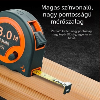 5 m vastagodott, edzett acél mérőszalag háztartási használatra, 3 m tokos változat, 10 m mérőszalag