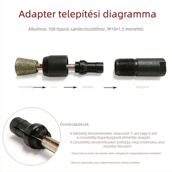 Átalakító tok szögcsiszolóhoz elektromos csiszolóhoz, acélból, M10, 50 mm hosszú, 6# és 3# tokokkal