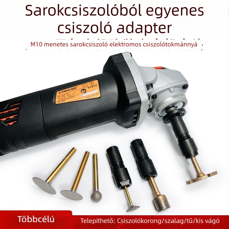 Átalakító tok szögcsiszolóhoz elektromos csiszolóhoz, acélból, M10, 50 mm hosszú, 6# és 3# tokokkal