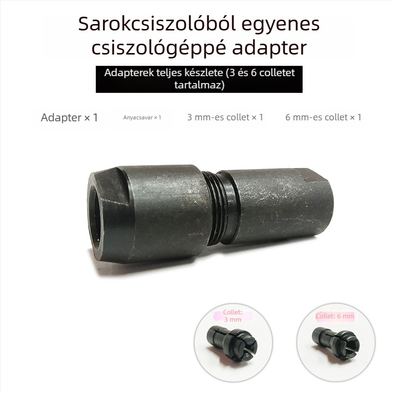 Átalakító tok szögcsiszolóhoz elektromos csiszolóhoz, acélból, M10, 50 mm hosszú, 6# és 3# tokokkal