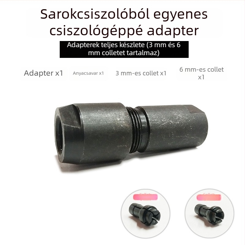 Átalakító tok szögcsiszolóhoz elektromos csiszolóhoz, acélból, M10, 50 mm hosszú, 6# és 3# tokokkal