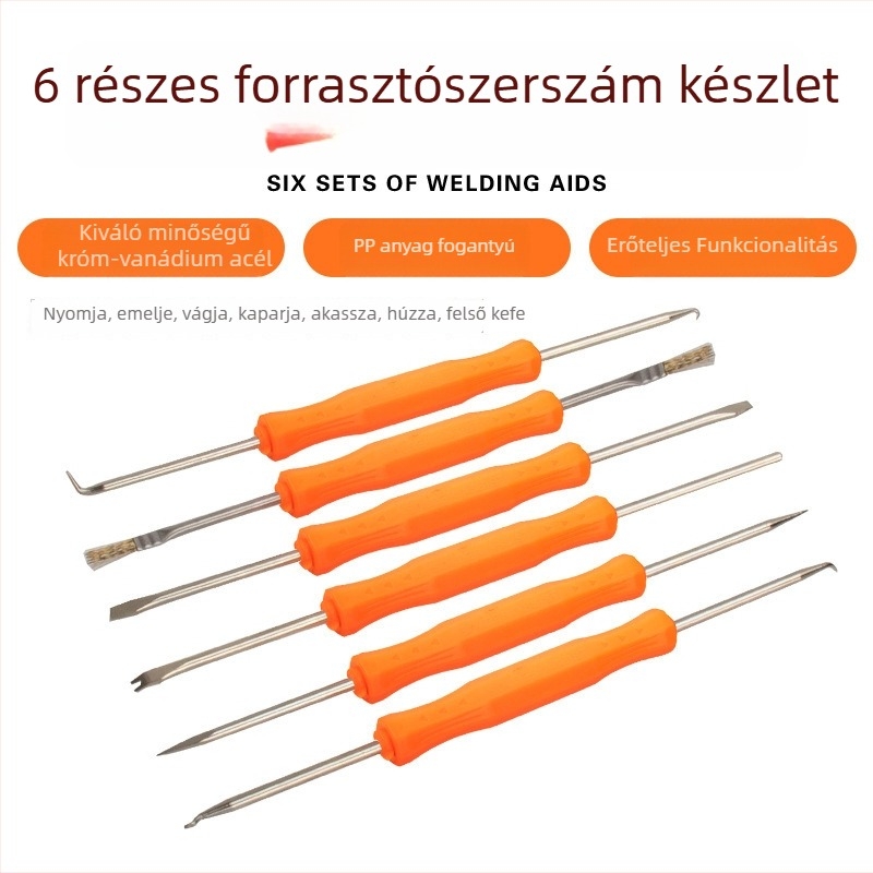 6 részes forrasztó készlet elektromos forrasztóval, desoldering és tisztítás