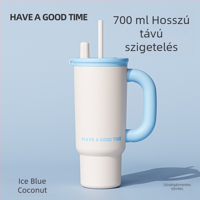 Dopamine egyszínű termosz pohár szívószállal, nagy kapacitású, nőknek, téli stílus, autóba illeszkedő