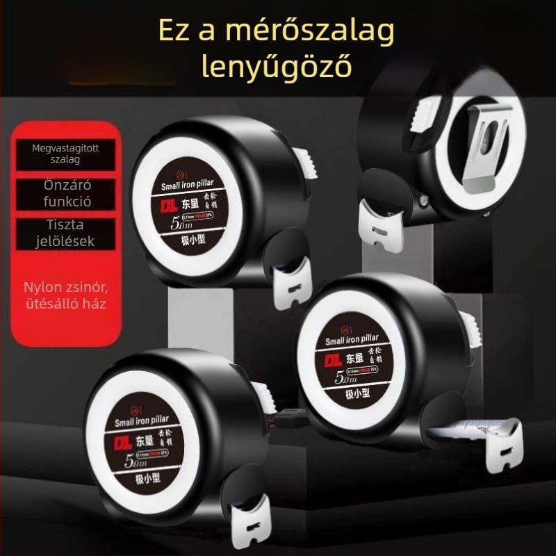 5 m vastag mérőszalag, kopásálló, kiváló precizitású, önzáró mechanizmus, 10 m dobozos mérőszalag, kompakt verzió 7,5