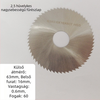 2.5 hüvelykes (63 mm) ötvözetű HSS gyorsacél fűrészlap gyémántszegmensekkel és gyantás csiszolókerékkel — többfunkciós vágólemez