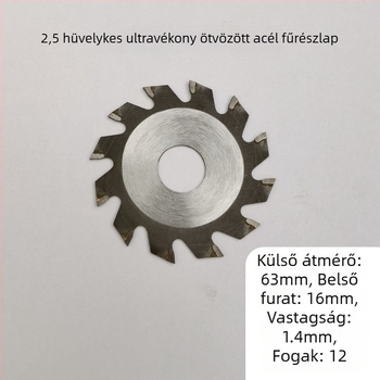 2.5 hüvelykes (63 mm) ötvözetű HSS gyorsacél fűrészlap gyémántszegmensekkel és gyantás csiszolókerékkel — többfunkciós vágólemez
