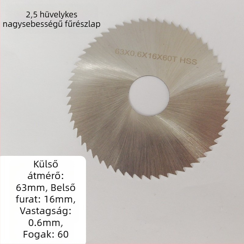 2.5 hüvelykes (63 mm) ötvözetű HSS gyorsacél fűrészlap gyémántszegmensekkel és gyantás csiszolókerékkel — többfunkciós vágólemez