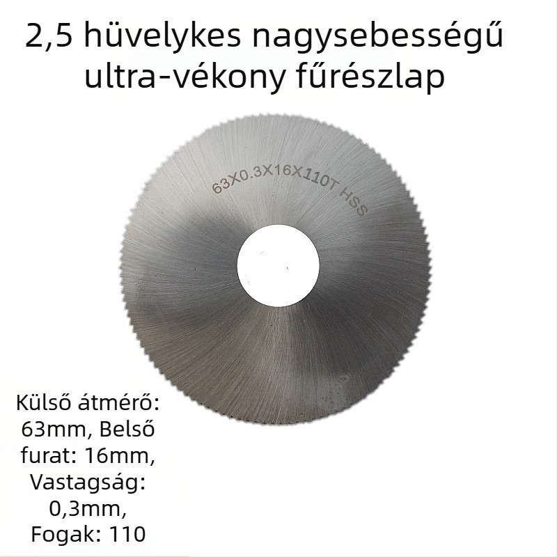 2.5 hüvelykes (63 mm) ötvözetű HSS gyorsacél fűrészlap gyémántszegmensekkel és gyantás csiszolókerékkel — többfunkciós vágólemez