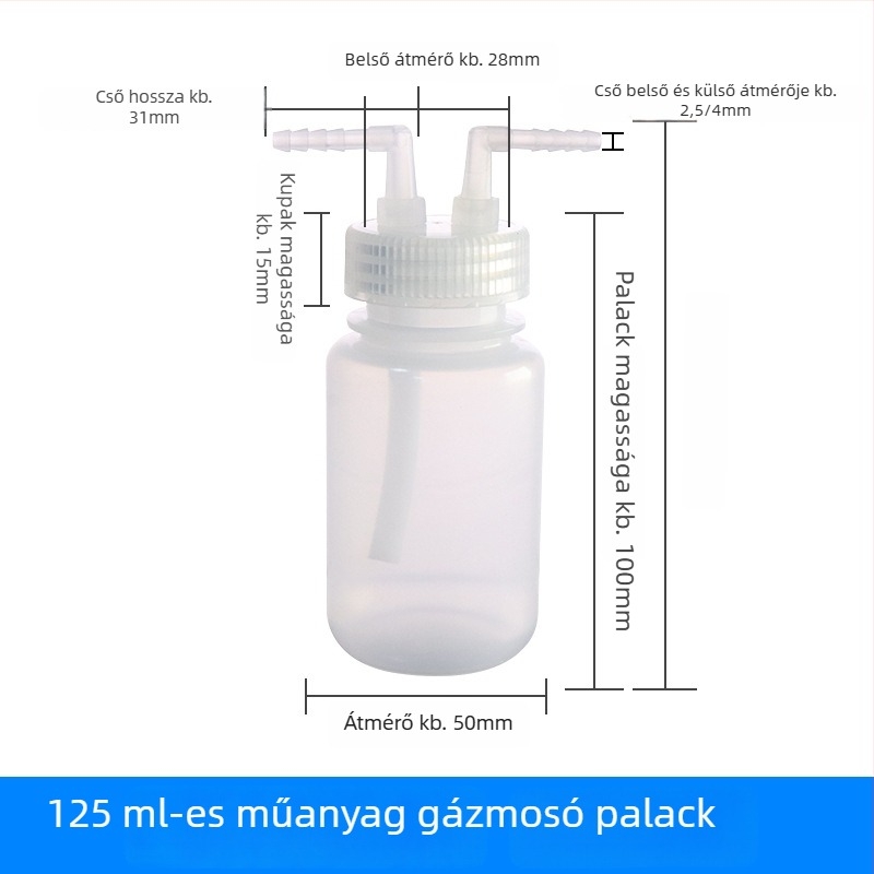 Polikarbonát gázmosó készülék és gázgyűjtő üveg, 125/250/500/1000 ml