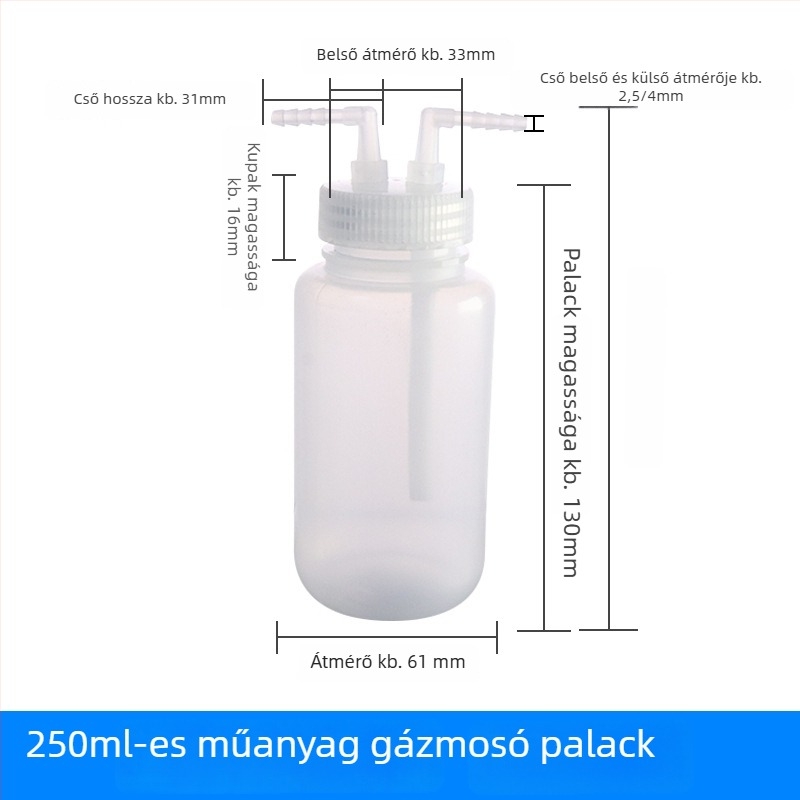 Polikarbonát gázmosó készülék és gázgyűjtő üveg, 125/250/500/1000 ml