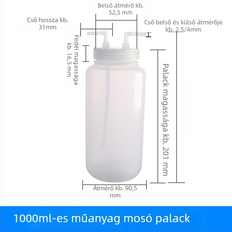 Polikarbonát gázmosó készülék és gázgyűjtő üveg, 125/250/500/1000 ml