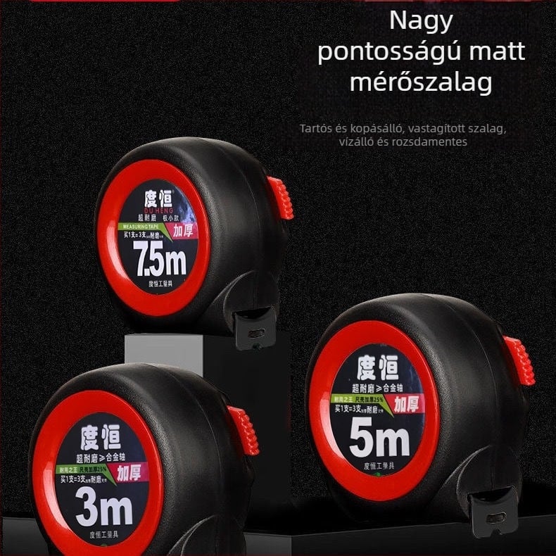 Rozsdamentes acél önzáró mérőszalag, 3 m, 5 m, 7,5 m és 10 m