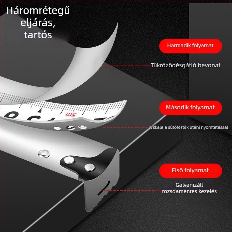 Rozsdamentes acél önzáró mérőszalag, 3 m, 5 m, 7,5 m és 10 m