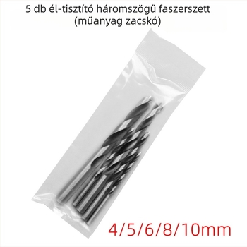 Faipari háromhegyes fúrókészlet, műanyag zacskóban, fúrófejek wolfram acélból elektromos fúróhoz