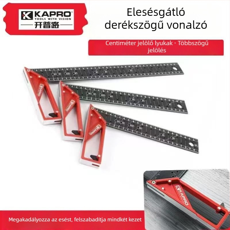 Kapeli rozsdamentes acél derékszög mérőeszköz, modell 353, 90° multifunkciós skálával
