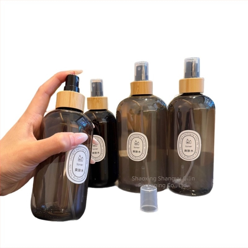 Fényvédett bambusz-fa spray üveg kozmetikai hidratáló permethez, több méretben – Starry Sky Gray és Gentleman Black színek